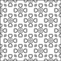 Abstract background with figures from lines. black and white pattern for web page, textures, card, poster, fabric, textile. Monochrome graphic repeating design.