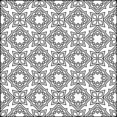 Abstract background with figures from lines. black and white pattern for web page, textures, card, poster, fabric, textile. Monochrome graphic repeating design.