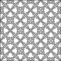 Abstract background with figures from lines. black and white pattern for web page, textures, card, poster, fabric, textile. Monochrome graphic repeating design.