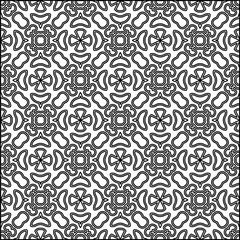 Abstract background with figures from lines. black and white pattern for web page, textures, card, poster, fabric, textile. Monochrome graphic repeating design.
