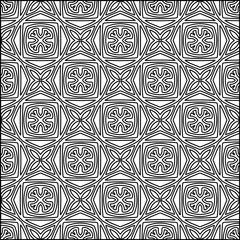 Abstract background with figures from lines. black and white pattern for web page, textures, card, poster, fabric, textile. Monochrome graphic repeating design.
