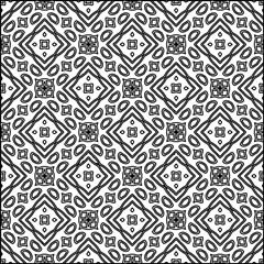Abstract background with figures from lines. black and white pattern for web page, textures, card, poster, fabric, textile. Monochrome graphic repeating design.
