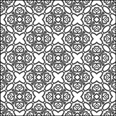 Abstract background with figures from lines. black and white pattern for web page, textures, card, poster, fabric, textile. Monochrome graphic repeating design.
