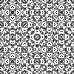 Abstract background with figures from lines. black and white pattern for web page, textures, card, poster, fabric, textile. Monochrome graphic repeating design.
