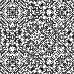 Abstract background with figures from lines. black and white pattern for web page, textures, card, poster, fabric, textile. Monochrome graphic repeating design.
