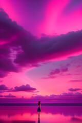 silhouette of a person on a sunset