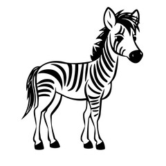 Hand drawn vector coloring page of cartoonish Zebra