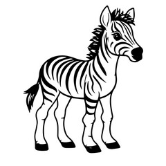 Hand drawn vector coloring page of cartoonish Zebra