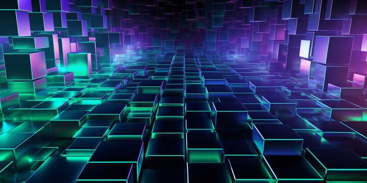 abstract blue background with squares big data