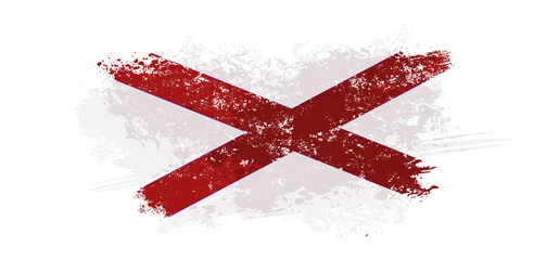 Alabama state flag with brush trace and grunge effect, american flag