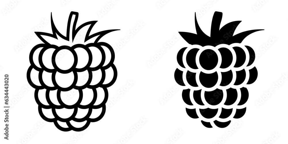 Poster ofvs441 outlinefilledvectorsign ofvs - raspberry vector icon . isolated transparent . black outline 