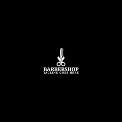 Barbershop logo Template icon isolated on dark background