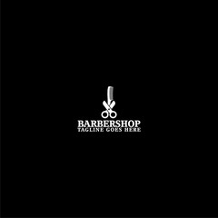 Barbershop logo Template icon isolated on dark background