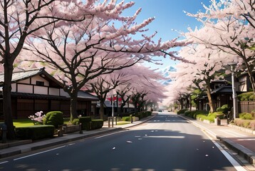 Fototapeta na wymiar cherry blossom in japan street.