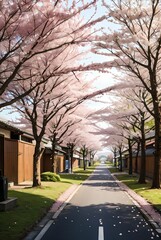 Obraz premium cherry blossom in japan street.
