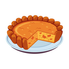 Carrot cake vector illustration. Cartoon drawing of carrot dish on white background. Healthy food concept