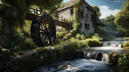 Picturesque watermill in scenic location