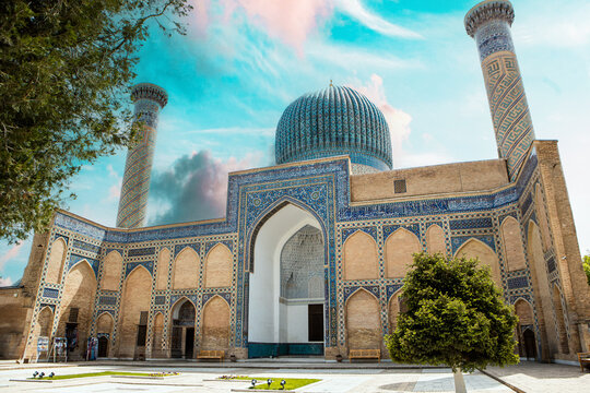 Gur-E Amir Mausoleum, the tomb of the Asian conqueror Tamerlane or Timur, in Samarkand, Uzbekistan