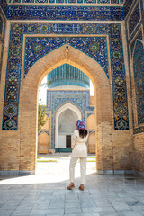 Samarkand, Uzbekistan Parade portal of Gur-e-Amir mausoleum, famous architectural complex