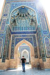 Samarkand, Uzbekistan Parade portal of Gur-e-Amir mausoleum, famous architectural complex