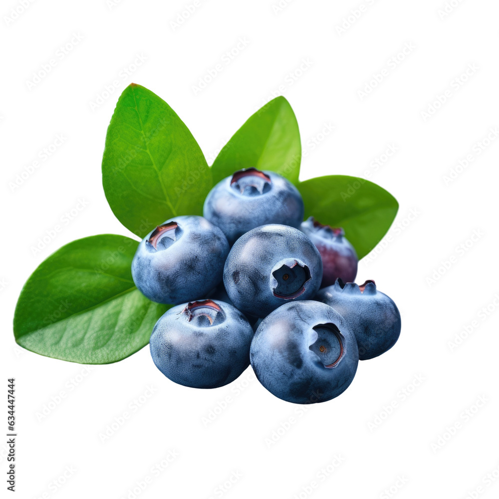 Poster fresh blueberries isolated on transparent background with copy space vegan and vegetarian concept ma