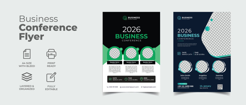 Editable A4 Modern Business Conference Flyer Layout Template 