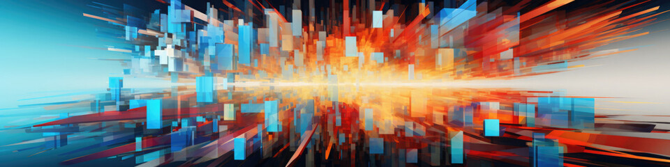 Naklejka premium Abstract futuristic pattern. Background with colored geometric shapes