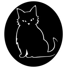 Vector isolated cat silhouette, logo, print, decorative sticker