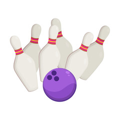Bowling ball crashes strike vector illustration. Cartoon doodle of item for sports game isolated on white background. Entertainment, gambling concept