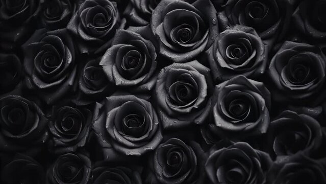 Black Grey Roses Pattern Halloween Background Flowing Transition Animated Loop

