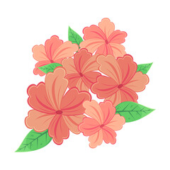 Autumn pink flower flat vector. Cartoon drawing of floral autumnal element, peach flower. Autumn or fall, decoration, nature concept