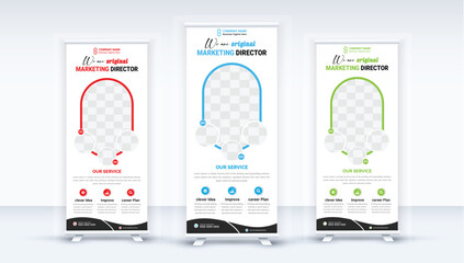 Advertising Trend colorful Business roll up standee banner design template.
