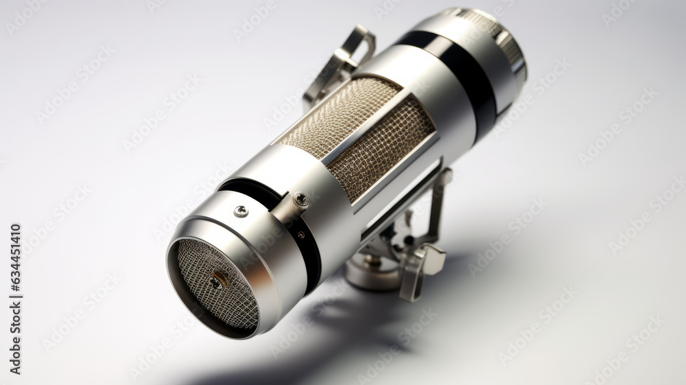 Wall mural photograph of Studio condenser microphone on white background.generative ai