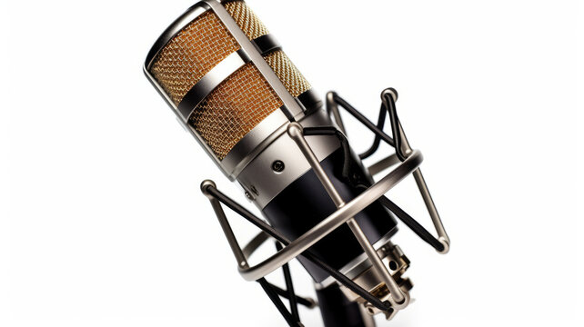 photograph of Studio condenser microphone on white background.generative ai