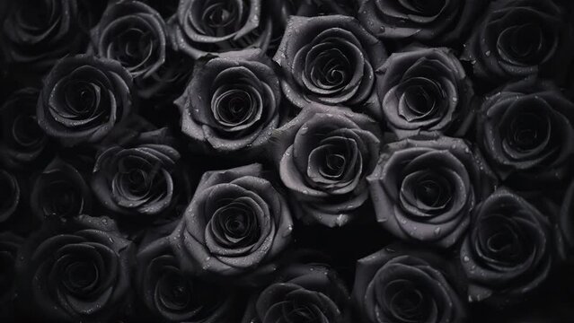 Halloween Black Grey Roses Pattern Slow Fading Transition Animated Loop Background
