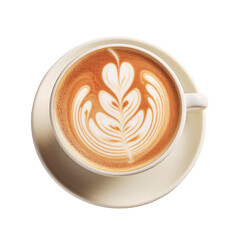 Delicious latte art coffee against transparent background - obrazy, fototapety, plakaty