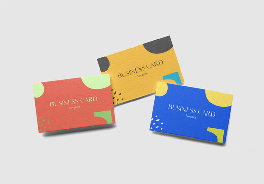 Mockup of three customizable horizontal EU business cards 85 x 55mm with customizable background