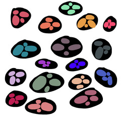 set of colorful shape on black shape