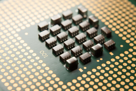 Computer Microprocessor. Macro smd components