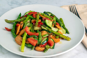 plate of sauteed vegetable and fruit