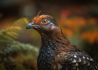Grouse bird portrait created with Generative AI technology