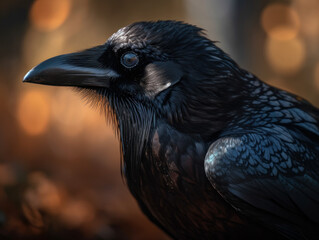 Naklejka premium Raven bird portrait created with Generative AI technology