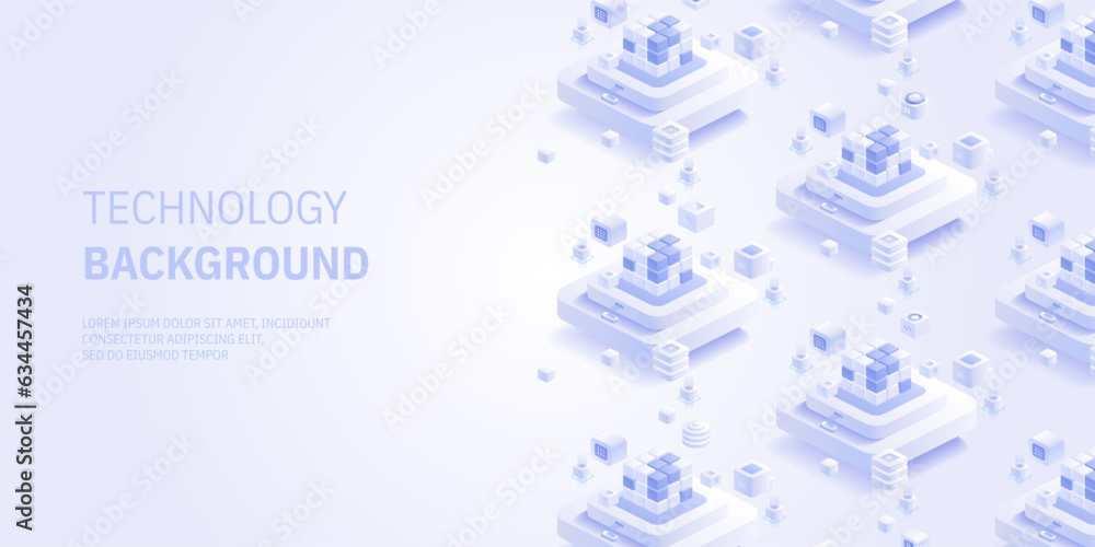 Poster futuristic isometric elements of technology background with geometric shapes. modern elements for po