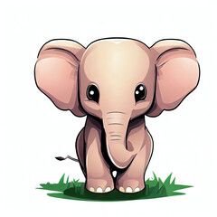 Fototapeta premium Gentle Giant: Cute Elephant Illustration on White, Generative AI
