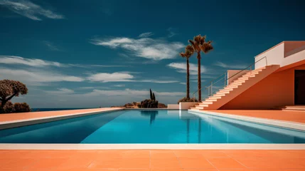 Foto op Plexiglas Large Modern villa, Beautiful Swimming Pool Surrounded © a4mbs