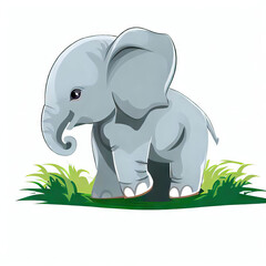 Fototapeta premium Gentle Giant: Cute Elephant Illustration on White, Generative AI