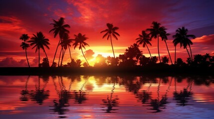 Obraz na płótnie Canvas Sunset with palm trees