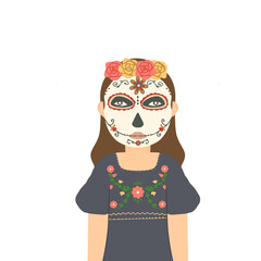Woman with sugar skull costume