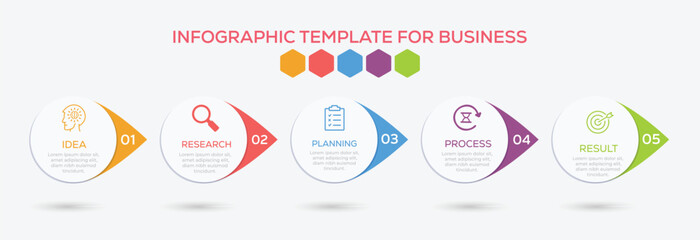 5 step infographic with business icons. Modern infographic element design