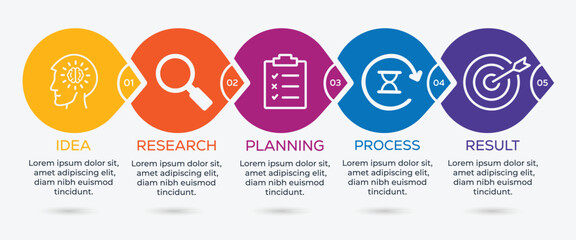 5 step infographic with business icons. Modern infographic element design